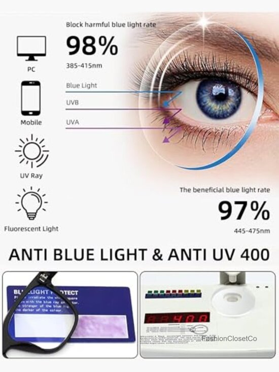 Square Oversized Blue Light Blocking Reading Glasses for Women main image 4